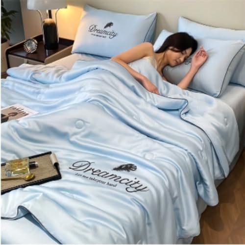 GAORUIFENG Duvet, Skin Duvet, Washable Ice Silk Air Conditioner Duvet Quilt Premium Cool Ice Silk Duvet, for Hot Sleepers (B, 150 * 200cm/59 * 79in [+2*Pillowcases]) (B 200 * 230cm/79 * 90in)