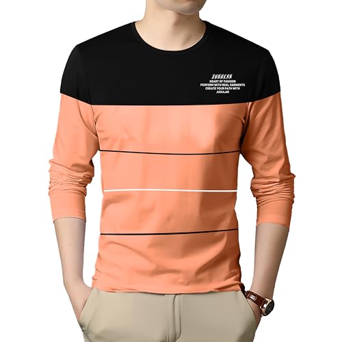 Image of JUGULAR Men Striped Round Neck Pure Cotton Multicolor Regular Fit T-Shirt