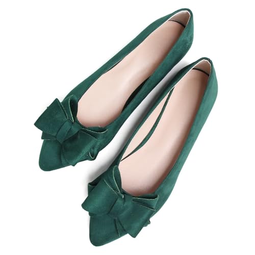Image of TN TANGNEST Women's Flats Comfortable Dressy Slip On | Pointed Toe Bow Ballet Shoes, Business Casual Office Flats, Suede Flat Shoes