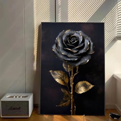 Affiches de fleurs noires et dorées déco murale moderne 2 toiles - 3