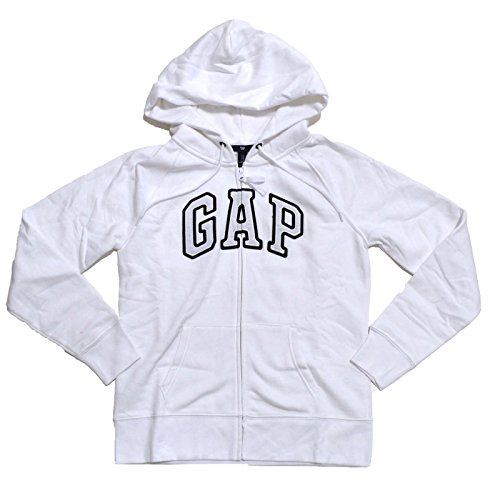 GAP Womens Fleece Arch Logo Full Zip Hoodie (White, Large) GAP Womens Fleece Arch Logo Full Zip Hoodie (White, Large)