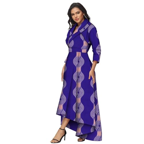 Image of African Dresses for Women A-line Floor-Length Dress Traditional Ankara Kente Print Evening Dress