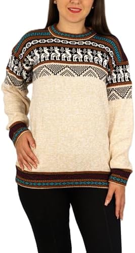 DILUKA Damen 100% Alpaka Pullover Rundhals