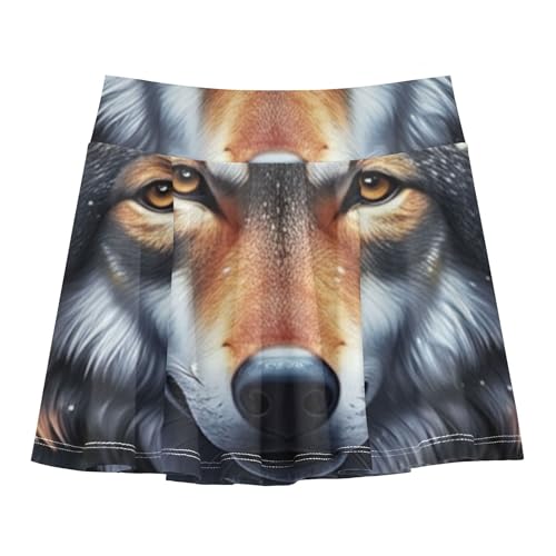 Majestic Grey Wolf Wild Winter Athletic Shorts Girls Skorts Kids Tennis Skirts Print Little Girl 3t