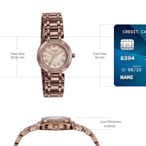 Image of Sonata Poze 8 Quartz Analog with Lt. Beige Dial IP Brown Alloy Strap Watch for Women - SP80163QM01W