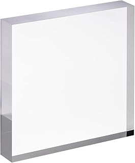 1in Thickness 6in Square Acrylic Cube Display Block Clear Polished Pedestal Stand Riser Solid Base 6" x 6" x 1", 1 Pack