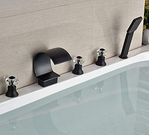 Bathroom Sink Taps Kitchen Sink Taps Bathroom Faucet Mixer Tap 5PCS W/Hand Shower Tap Three Crystal Handles