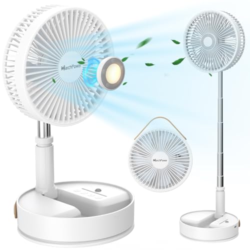 Marchpower Foldable Oscillating Standing Fan with Remote, 8' Portable Pedestal Quiet Fan with Timer,...