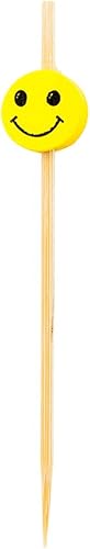 Miniatura 2 de Smiley Pick, brochetas sonrientes, palitos de comida, 4 pulgadas, perfecto para servir aperitivos y guarniciones de cóctel, color natural, 1000