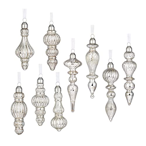 Glass Christmas Ball Drop Finial Ornaments Holiday...