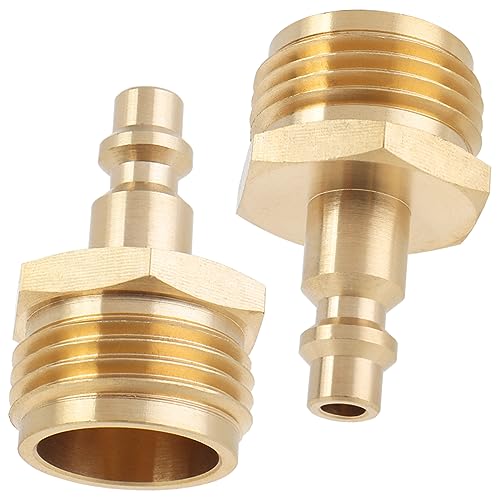 Image of LTWFITTING Brass 1 /4-Inch Quick Connect 3 /4-Inch GHT Garden Hose Faucet Blow Out Plug for Hose RV Gas Supply (Pack of 2)