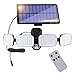 Luce Solare Led Esterno,4 Testa 200LED Lampada Solare Da Esterno Con Sensore, Girabile angolo di illuminazione di 360°,con sensore di movimento, IP65 Impermeabile,per giardino con cavo da 5M