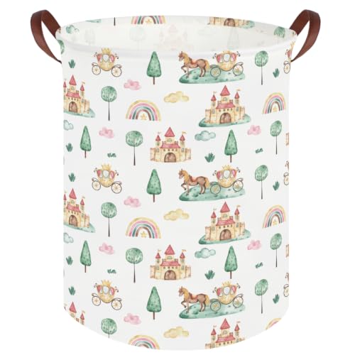 Image of Princess Castle Laundry Basket,Waterproof folding basket with handle,Clothes Organizer Baskets(Carriage