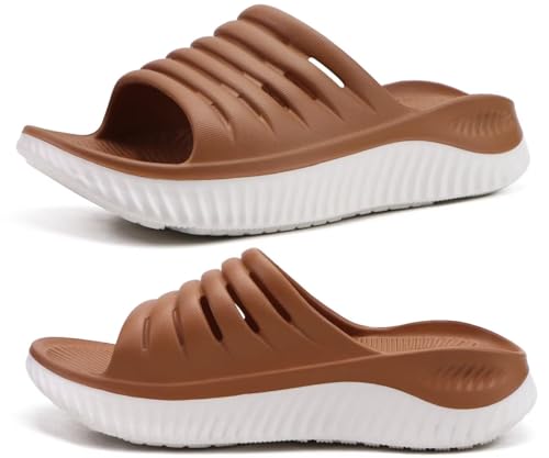 KuaiLu Womens Recovery Sandals With Comfortable Plantar Fasciitis Support,Ladies Orthotic Open Toe Sport Slides Thick Cushion Reduces Stress on Feet,Joints & Back Post-Exercise