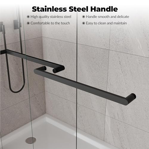 Image of 44-48 inch W x 72 inch H Sliding Shower Door, 6mm Tempered Glass with Square Rail, Double Sliding Design, Easy-Clean & Smooth Glide for Bathroom Remodel, Matte Black