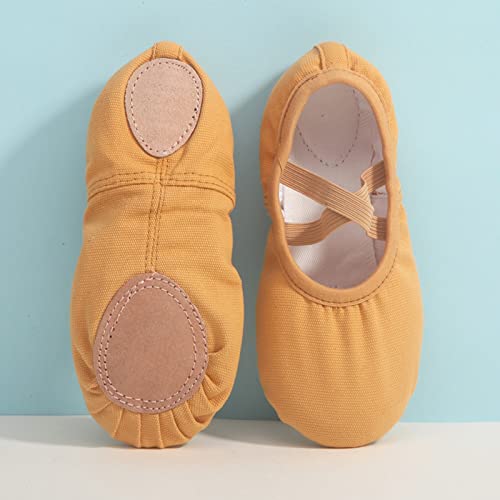 Ballet Shoes for Girls Canvas Dance Slippers Split Soft Flat Sole Yoga Gymnastics Shoes(Toddler/Little/Big Kid) (D, 1 Big Kids)2