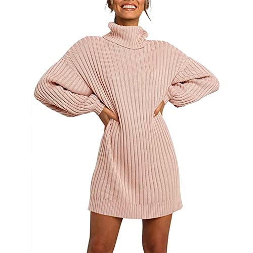 Overdose Jersey Largo Mujer jerséis Mujer Jovencita Cuello Alto Media Manga Top De Suéter De Punto Señorita Suéter Fiesta