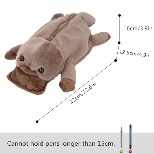 Image of Minache Women Animal Platypus Plush Stationery Pouch Pen Pencil Case Ladies Cosmetic Bag