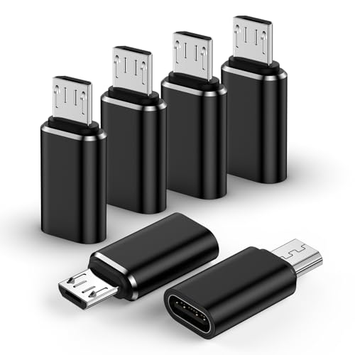 USB C to Micro USB Adapter, 6 Pack Type C Female to Micro USB Male Convert Connector Support Charge & Data Sync for Samsung Galaxy S7/S7 Edge/S6/Note 5 4/J7/J3, Kindle,PS4 and More Micro USB Devices