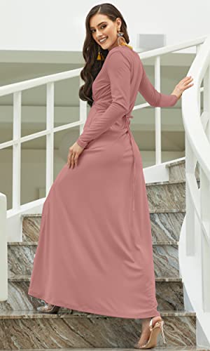 Image of KOH KOH Womens Maternity Long Sleeve V-Neck Flowy Winter Maxi Dress Gown