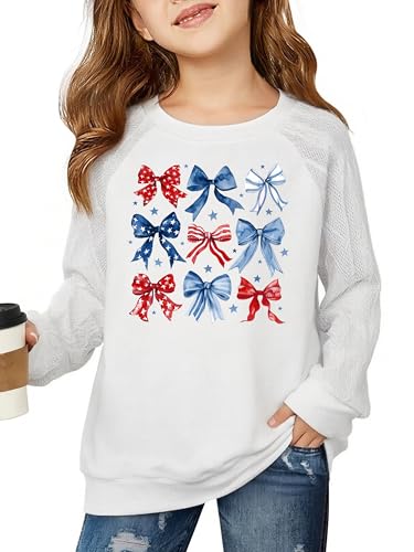 Image of CAZYCHILD Girls 4th of July Shirt Boys USA Tshirt Kids American Flag Sweatshirt Patriotic Pullover Tee Tops