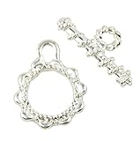 boxdisplays Toggles 4 Pieces Silver Plated Round Pattern 16mm Bracelet Necklace Clasp Chain Connector (37887-222)