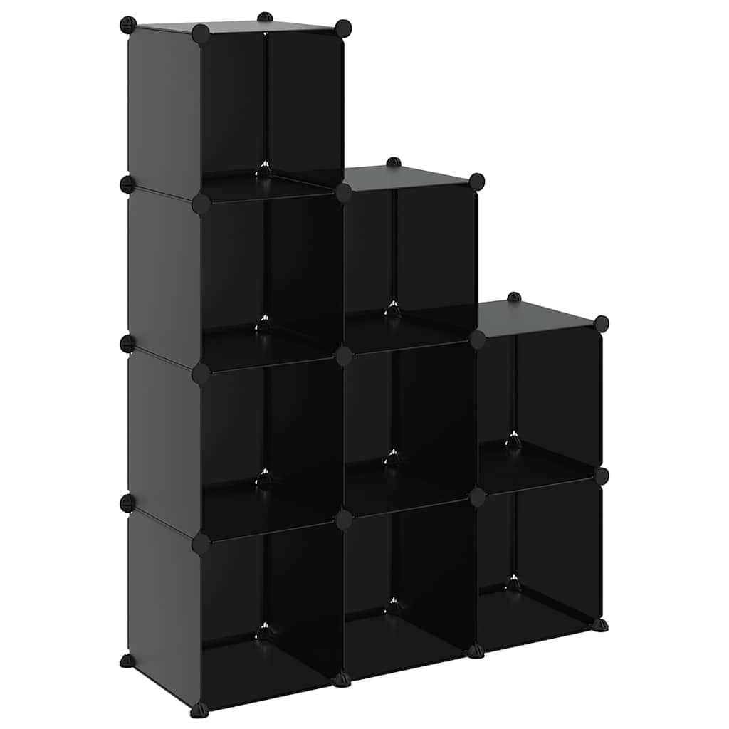 Regalsystem & Würfelregal Schwarz PP Aufbewahrungsregal mit Aufbewahrung Lagerregal für Wohnzimmer Schlafzimmer Eingangsbereich 94,5 x 32 x 124 cm