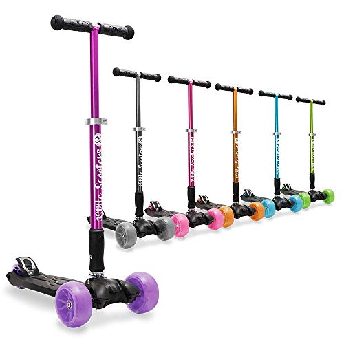 3StyleScooters® RGS-3 Patinete Scooter Tres Ruedas para Niños Mayores Niños de 7 Años o Más con Luces LED en Ruedas de 5cm, Diseño Plegable, Manillar Ajustable (Púrpura, 7 Años y Más)