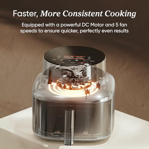 Image of Cosori Iconic Stainless Steel 6.5 Qt Smart Air Fryer, PFAS-Free Ceramic Coating, Max 450F, Consistent Cooking, Air Fry, Roast, Bake, Dry, Proof, Reheat, Dishwasher-Safe Basket, Chef-Crafted Recipes