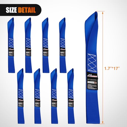 Image of Nilight Soft Loop 1.7 inchx17 inch Motorcycle Tie Down Straps Heavy Duty 12000Lbs Max Break Strength for Securing ATV UTV Kayak Moving Cargo (8PK-Blue)