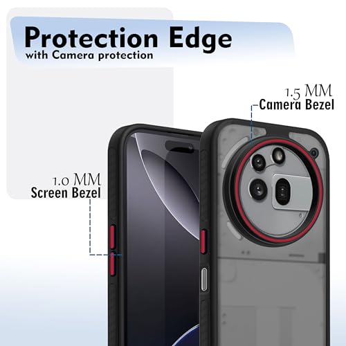 Image of V-TAN Back Cover Nothing 3A PRO 5G Compatible Case, Matte Finish Transparent Case, TPU, Camera Protective Shockproof Cover (Black)