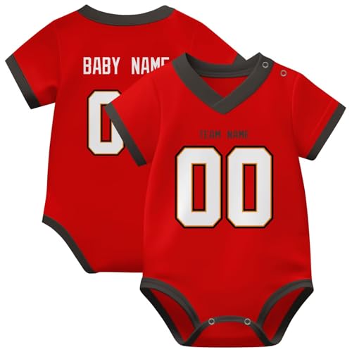 Image of KREDE Baby Clothes Unisex Bodysuit Jersey Style Custom Name Number for Baby Boys