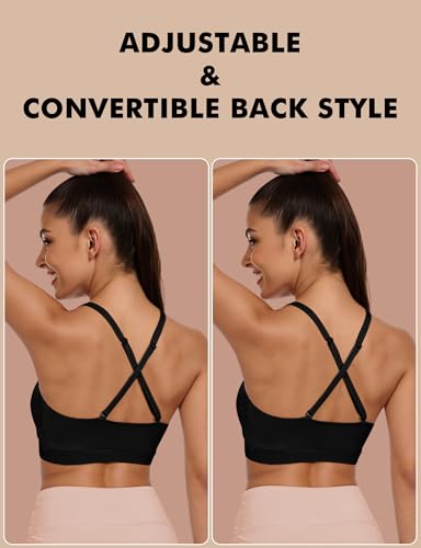 Image of Buauty Sports Bra for Women, U Neck Adjustable Spaghetti Strap Workout Bra with Removable Cups for Yoga Pilates Gym