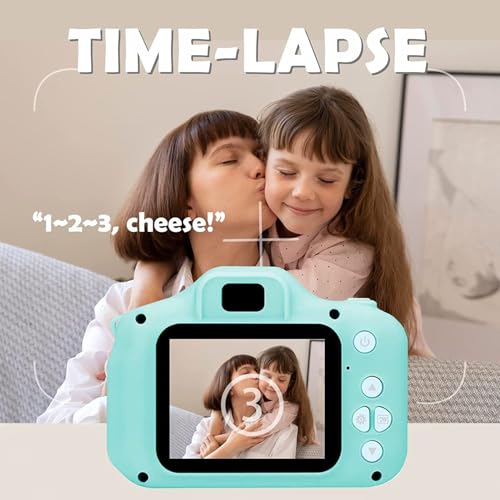 Image of Cots and Cuddles Kids Digital Camera for Boys & Girls | 1080P HD Video & 12MP Photo | Dual Lens, Rechargeable Toy Camera with Games & Filters for Kids Age 3-10 Years (Green)