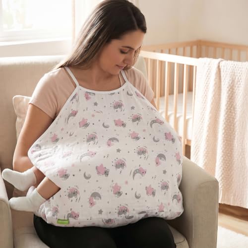 Image of BAYBEE Feeding Pillow for New Born Baby with Foldable Breastfeeding Cover | Feeding Cover for Nursing Mom with Adjustable Velcro & Back Support | Nursing Pillow with Removable & Washable (White Pink)