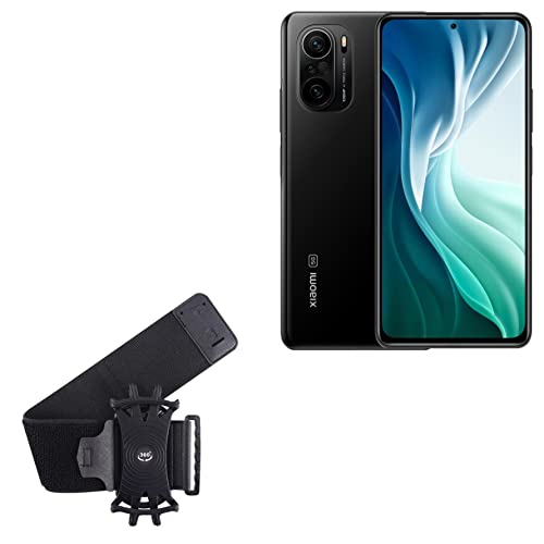 BoxWave Holster Compatible with Xiaomi Mi 11i - ActiveStretch Sport Armband, Adjustable Armband for Workout and Running - Jet Black
