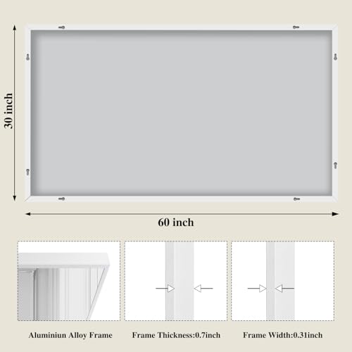 Image of Koonmi White Rectangle Wall Mirror, 30x60 Inch Bathroom Mirror, Aluminum Frame Vanity Mirror for Entryway, Living Room, Bedroom Bathroom, Hangs Horizontally or Vertically