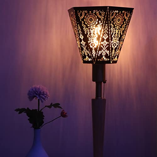 Joyzan JOYZANGZXNUIY9O3 Lamp Shades, Wrought Iron Lamp Shade Hexagonal Lamp Shade Modern Scandinavian Style E27 E26 Wrought Iron Hexagonal Carved Lampshade thumb #7