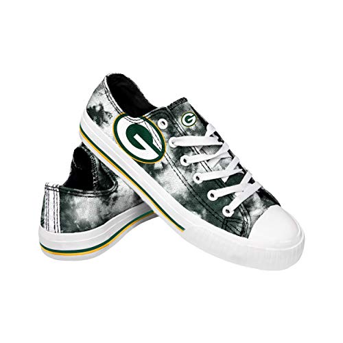 FOCO Green Bay Packers NFL Womens Low Top Tie Dye Canvas Shoes - 8