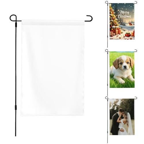Custom Garden Flag for Outdoor Personalized Double Sided Flags Design Your Own Picture Logo Text Yard Flag for Outside Lawn Patio Garden Home Decorating 12 x 18 Inch FBA-White
