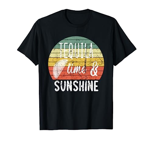 Tequila Lime and Sunshine Funny Vintage Style Rainbow T-Shirt