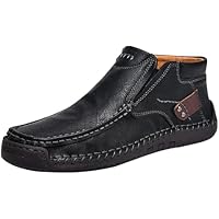 Zapatos de cuero para hombre, cosidos a mano, mocasines suaves,