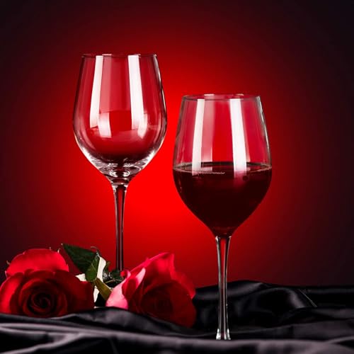 Image of Premium Wine Glasses 450ml, Set of 2 Long Wine, Burgundy Clear Glasses with Stem for Wedding Anniversary, Birthday, Gift (RKT-02, Set of 2)