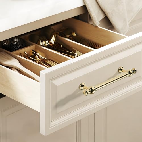 TUNNY 5 Pack Retro Cabinet Handles Polished Gold 10 Inch/254mm Kitchen Cabinet Pulls, Cabinet Pulls Kitchen Cabinet Hardware Drawer Pulls TU10188 by TUNNY - Used condition - Image 4