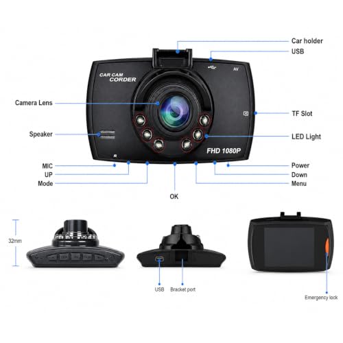 2.4-inch 1080p High-Definition Dash cam for Cars with Super Night Vision, 24-Hour Video Recording, 120° Large Wide-Angle, G-Sensor Parking Monitoring Loop Video Motion Detection - image 7