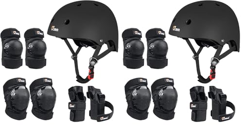 Image of JBM Adult & Kid Skating Protective Gear Set for Beginner to Advanced, Skateboard Helmet Knee and Elbow Pads with Wrist Guards for Inline Roller Skating, Scooter, Skateboarding