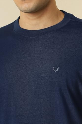 Image of Allen Solly Men's Cotton T-Shirt | Drop Shoulder | Back Print | Regular Fit | Casual Streetwear Style