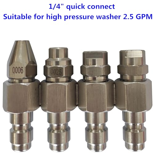 2.5 GPM Pressure Washer Nozzle,Jrod Tip Water Soft Wash Nozzle,J Rod 4 Way Washing Tip Holder,1/4" Quick Connect 0° 25° — view 5