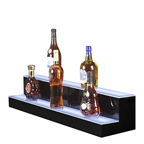 Image of MESAlLUP Acrylic 40 Inch 2 Tier LED Liquor Bottle Display Shelf, Lighted Bar Shelves with APP or Remote Control, Mulit Color Lighting for Home Mini Bars Decor, Restaurants & Party Use
