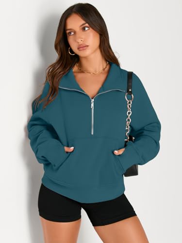 Image of AUTOMET Womens Sweatshirts Half Zip Cropped Pullover Fleece Quarter Zipper Hoodies 2026 Fall Fashion Outfits Clothes